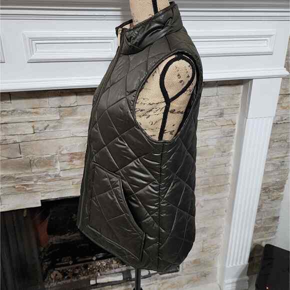 Kate Spade Dark Olive Green Quilted Equestrian Vest Women's‎ Size Medium New! - Picture 2 of 12